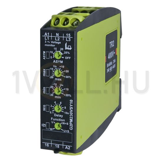 Feszültségfigyelő relé 3F motorhoz aszimmetria/kiesés/sorrend 5A/250V GAMMA G2PM400VSY10 Tele-Ha - 2390500