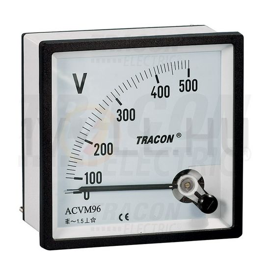 Feszültségmérő analóg táblaműszer 0-120Vméréstartomány AC 1.5-osztály 72mm x 72mm x TRACON - ACVM72-120