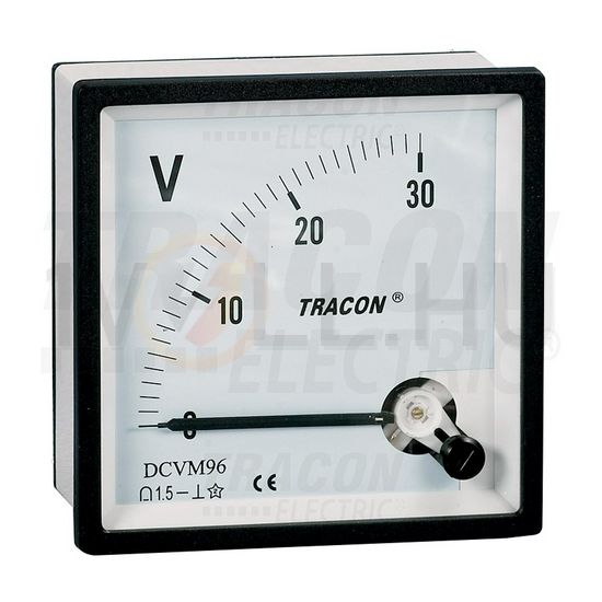 Feszültségmérő analóg táblaműszer 0-30Vméréstartomány DC 1.5-osztály 48mm x 48mm x TRACON - DCVM48-30