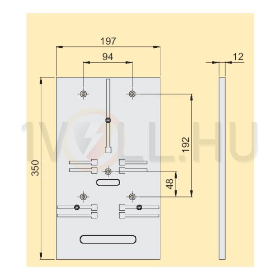 Fogyasztásmérő alátéttábla 3fázisú mérőhöz 63A 350mmx 197mmx szürke TL 3F Z.U.P. Emiter - 9172035