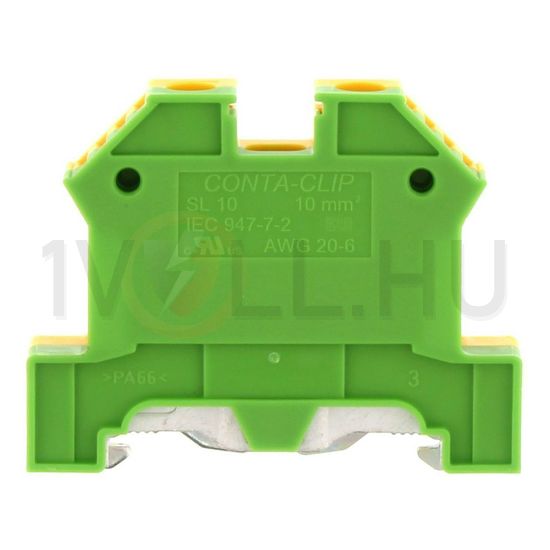 Földelő sorkapocs TS35 1-szintes 0,2-10mm2 zöld-sárga csavaros csavaros SL 10/35 GNYE CONTA-CLIP - 1213.2