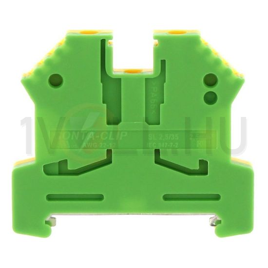 Földelő sorkapocs TS35 zöld/sárga csavaros csavaros DIN (kalap)sín 35mm SL 2,5/35 GNYE CONTA-CLIP - 1056.2