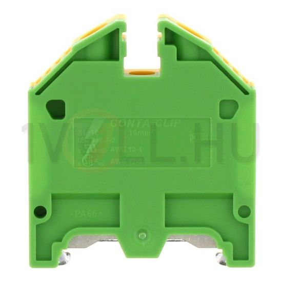 Földelő sorkapocs TS35 1-szintes 2,5-16mm2 zöld-sárga csavaros csavaros SL 16/35 GNYE CONTA-CLIP - 1197.2