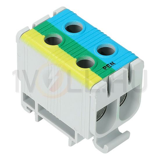 Fővezetéki leágazókapocs 160A/1000VAC 2x2x6-50mm2 Al/Cu kék-zöld/sárga 1P 50mm2 TRACON - FLEAL-50/2KZS