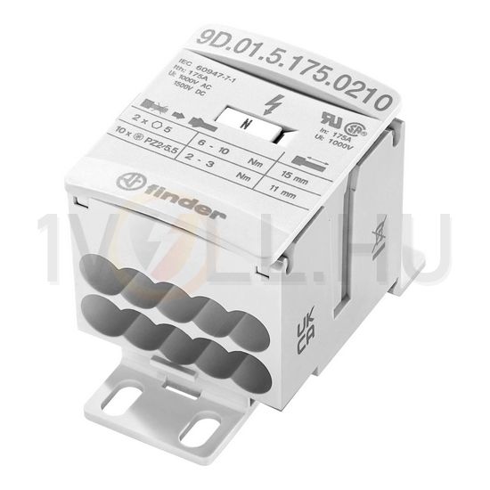 Fővezetéki leágazókapocs 2be/10ki 70mm2 IP20 1P 175A csavaros kalapsínre 9D.01.5.175.0210 FINDER - 9D0151750210