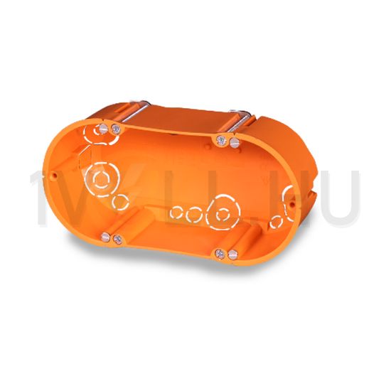 Gipszkarton szerelvénydoboz 2-es ovális 73mmx 143mmx 65mm-átmérő narancs műanyag E118 F-TRONIC - 7350041