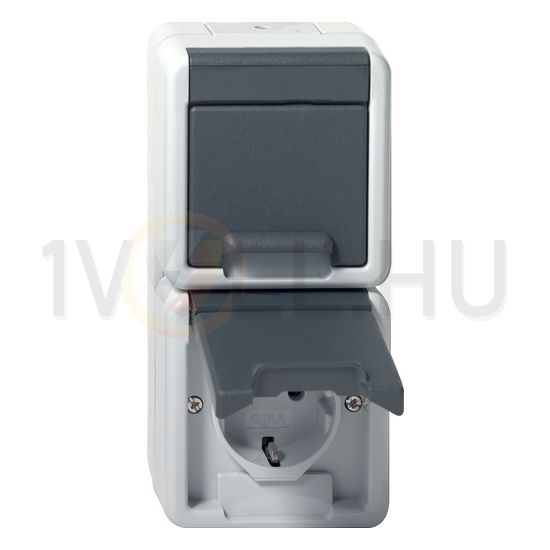 162/2 földelt dugalj csapófedéllel szürke IP44 falonkívüli GIRA - 478030