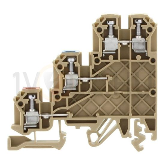 Háromszintes sorkapocs 2,5mm2 TS32/35 24A 250V csavaros bézs IK2,5BG CONTA-CLIP - 1260.2