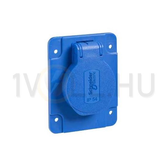 Háztartási dugalj beépíthető 2P+E 16A 3P 250V műanyag kék egyenes csavaros IP54 PratiKa Schneider - PKS61B