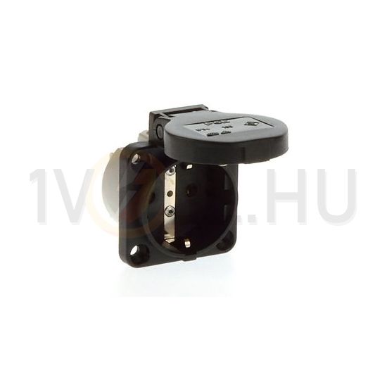 Háztartási dugalj beépíthető 2P+E +csapófedél 16A 3P 250V műanyag 50x50mm fekete IP54 S-Nova PCE - 105-0s