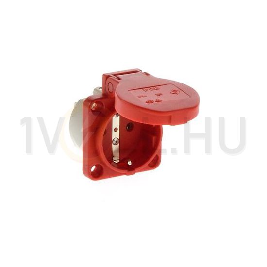 Háztartási dugalj beépíthető 2P+E +csapófedél 16A 3P 250V műanyag 50x50mm piros S-Nova PCE - 105-0r