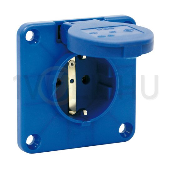 Háztartási dugalj beépíthető 2P+E +csapófedél 16A 3P 250V műanyag 75x75mm kék egyenes P-Nova+ PCE - 109-8b