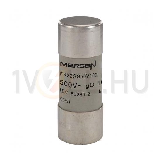 Hengeres biztosítóbetét gG 22x58mm 100A AC500/600V FR22GG50V100 MERSEN - E218205J (782090)