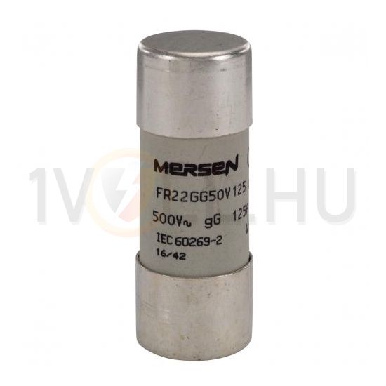 Hengeres biztosítóbetét gG 22x58mm 125A AC500/600V FR22GG50V125 MERSEN - J219773J (782092)