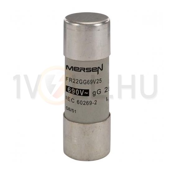 Hengeres biztosítóbetét gG 22x58mm 25A AC690V FR22GG69V25 MERSEN - N212072J (782025)