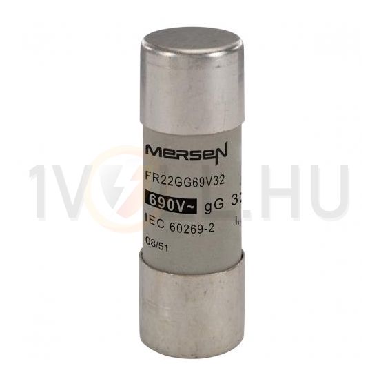 Hengeres biztosítóbetét gG 22x58mm 32A AC690V FR22GG69V32 MERSEN - F212594J (782032)