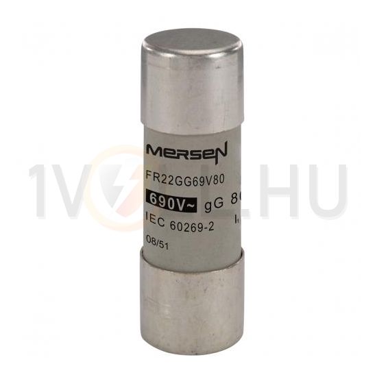 Hengeres biztosítóbetét gG 22x58mm 80A AC690V FR22GG69V80 MERSEN - Q217180J (782080)