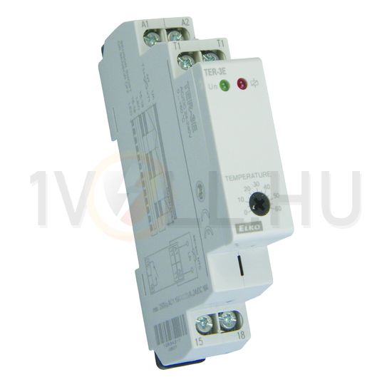Temosztát sorolható kapcsolószekrény hűtés/fűtés NTC 1csat. 16A 24-240V 50-60Hz TER-3E Elko EP - 3843