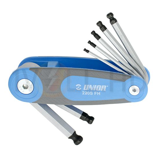 Imbuszkulcs készlet markolatba csukható kéák-szürke 2.5-10mm 7db-os gömbfejű 220/3SFH UNIOR - 617147