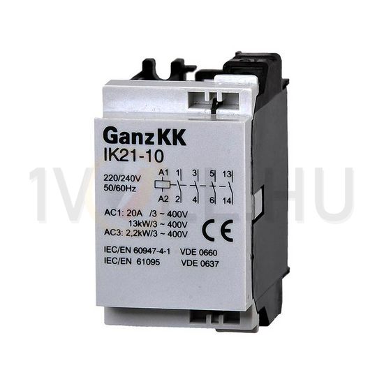 Installációs kontaktor sorolható 20A/ 230V AC 4z 230V AC-műk 2M IK21-10 Ganz KK - 200-4421-000