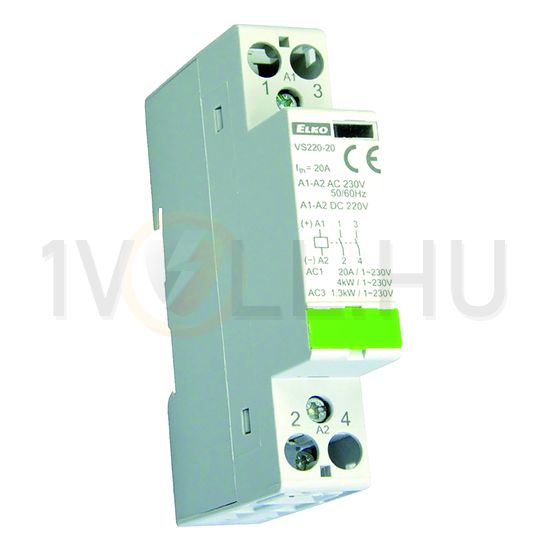 Installációs kontaktor sorolható 20A/ 230V AC 1z 1ny 230V AC/DC-műk 1M VS220-11/230V Elko EP - 209970700013