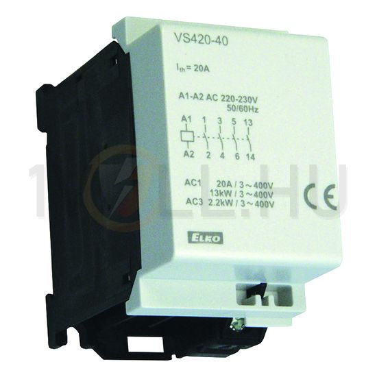 Installációs kontaktor sorolható 20A/ 400V AC 4z 230V AC/DC-műk 2M VS420-40/230V Elko EP - 209970700015