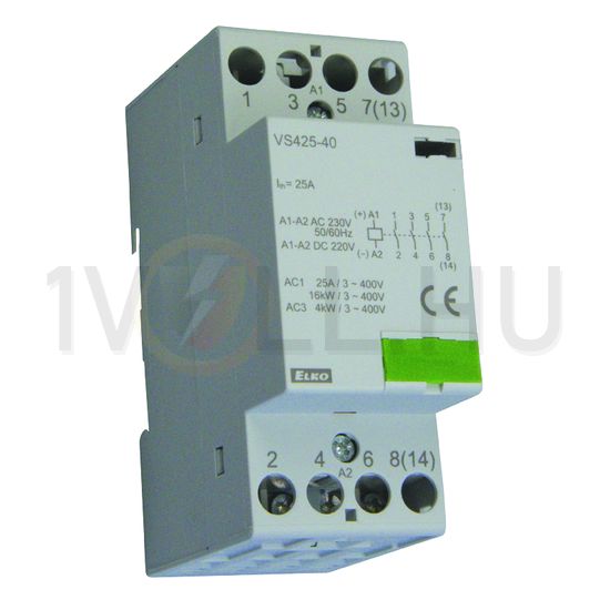 Installációs kontaktor sorolható 25A/ 400V AC 2z 2ny 230V AC/DC-műk 2M VS425-22/24V Elko EP - 209970700072