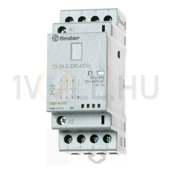 Installációs kontaktor sorolható 25A 250-440V AC 4-z 230V AC/DC-műk 2mod 22.34.0.230.4320 FINDER - 223402304320