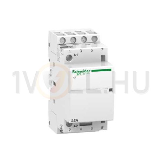 Installációs kontaktor sorolható 25A 400V AC 3-z 220-240V AC-műk 2mod Acti9 iCT Schneider - A9C20833