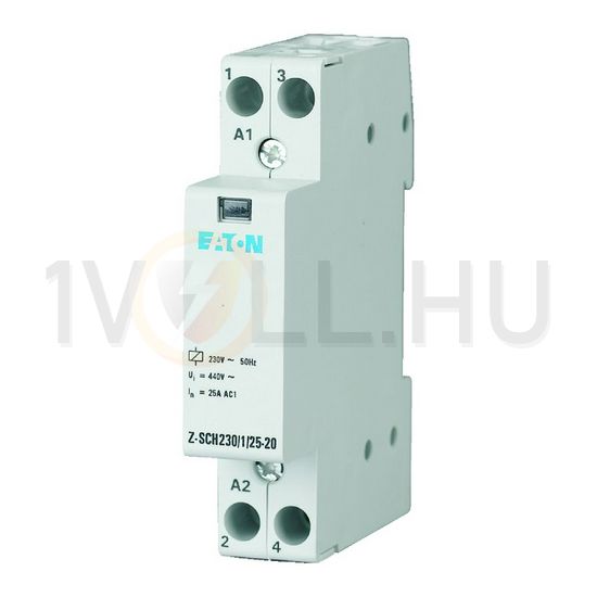 Installációs kontaktor sorolható 25A 440V AC 2-z 230V AC-műk 1mod Z-SCH230/1/25-20 EATON - 120853