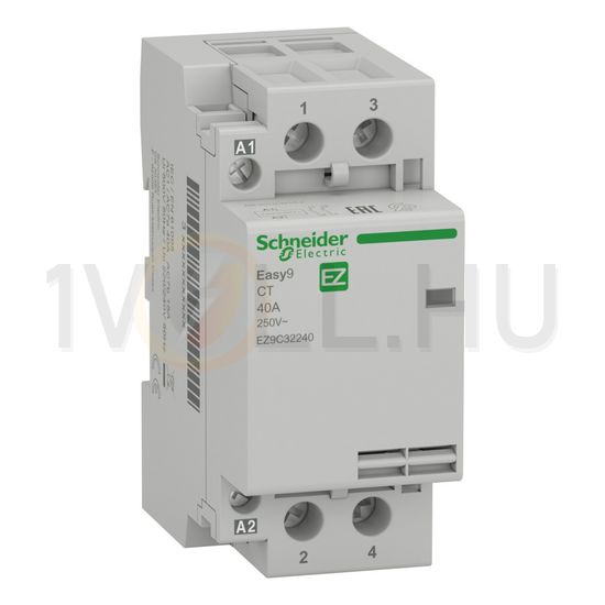 Installációs kontaktor sorolható 40A/ 230V AC 2z 220-230V AC-műk 2M Easy9 Pro Schneider - EZ9C32240