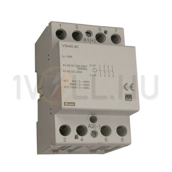 Installációs kontaktor sorolható 40A/ 400V AC 4z 230V AC/DC-műk 3M VS440-40/230V Elko EP - 209970700017