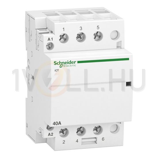 Installációs kontaktor sorolható 40A 400V AC 3-z 220-240V AC-műk 3mod Acti9 iCT Schneider - A9C20843