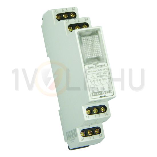 Installációs relé sorolható kék-LED 8A/ 250V AC 1v 12-240V AC/DC-műk. 1M VS308U/kék Elko EP - 3850