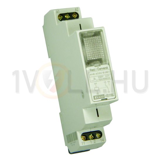 Installációs relé sorolható zöld-LED 16A/ 250V AC 1v 12-240V AC/DC-műk. 1M VS116U/zöld Elko EP - 3643
