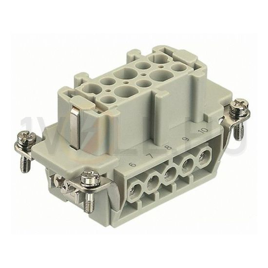 Ipari csatlakozó betét anya 10P 16A 500V csavaros hüvely termoplaszt-betét Han 10E-bu-s HARTING - 09330102701