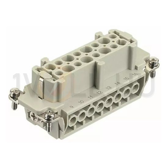 Ipari csatlakozó betét anya 16P 16A 500V csavaros hüvely termoplaszt-betét Han 16E-bu-s HARTING - 09330162701