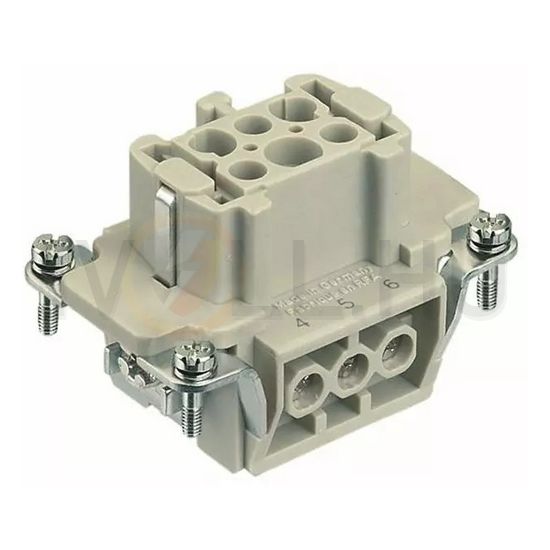 Ipari csatlakozó betét anya 6P 16A 500V csavaros hüvely termoplaszt-betét Han 6E-bu-s HARTING - 09330062701