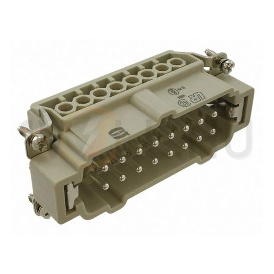 Ipari csatlakozó betét apa 16P 16A 500V csavaros csapos termoplaszt-betét Han 16E-sti-s HARTING - 09330162601