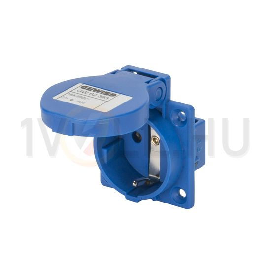 Ipari dugalj beépíthető 2P+E 16A 2P 230V műanyag kék egyenes csavaros IP54 IEC309HP GEWISS - GW62393
