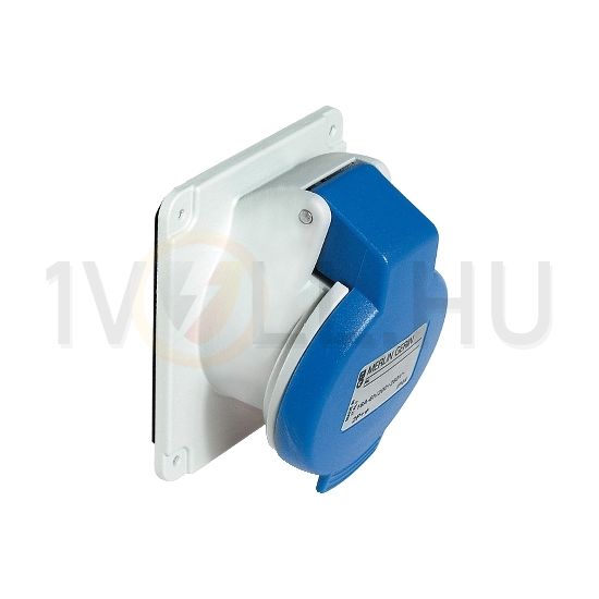 Ipari dugalj beépíthető 2P+E 230V(50+60Hz) kék ferde 16A IP44 műanyag PratiKa Schneider - PKF16F423