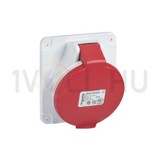 Ipari dugalj beépíthető 3P+E 400V(50+60Hz) piros ferde 32A IP44 műanyag PratiKa Schneider - PKF32F434