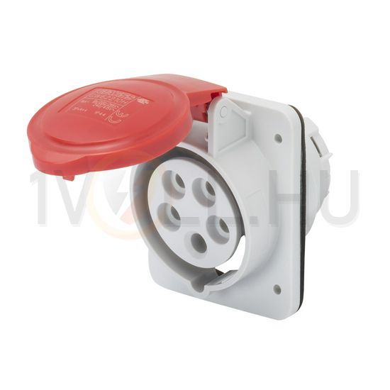 Ipari dugalj beépíthető 3P+E 400V(50+60Hz) piros ferde 16A IP44 műanyag IEC309HP GEWISS - GW62209H