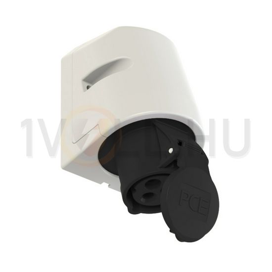 Ipari dugalj falra szerelhető 2P+E 200-250V(50+60Hz) FEKETE 16A IP44 műanyag 6h-pozíció PCE - 113-6x