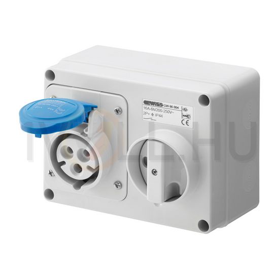 Ipari dugalj ráépíthető 2P+E mechanikai reteszelés 16A IP44 200-250V(50+60Hz) kék IB GEWISS - GW66004