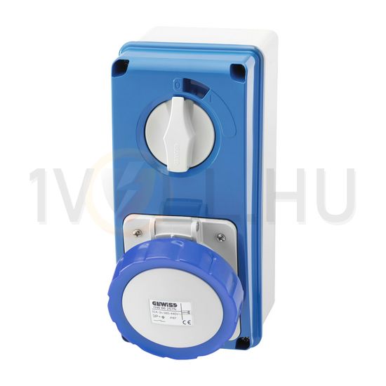 Ipari dugalj falra szerelhető 2P+E mechanikai reteszelés 16A IP67 200-250V(50+60Hz) kék IB GEWISS - GW66204N