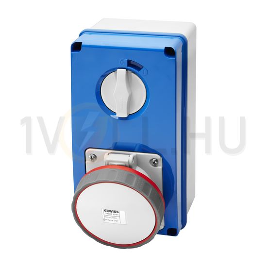 Ipari dugalj falra szerelhető 3P+N+E fedéllel +retesz mechanikai reteszelés 63A IP67 IB GEWISS - GW67264N