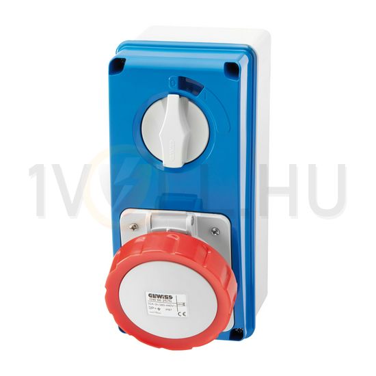 Ipari dugalj falra szerelhető 3P+N+E mechanikai reteszelés 16A IP67 műanyag 6h-pozíció IB GEWISS - GW66209N