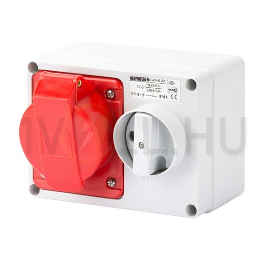 Ipari dugalj ráépíthető 3P+N+E mechanikai reteszelés 32A IP44 380-415V(50+60Hz) piros IB GEWISS - GW66020
