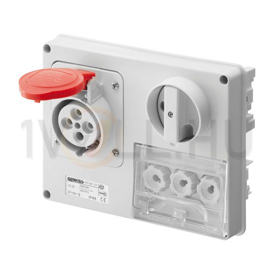 Ipari dugalj ráépíthető 3P+E 3xD01 hengeres betét mechanikai reteszelés 16A IP44 IB GEWISS - GW66130